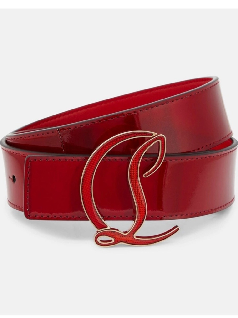 Christian Louboutin Red Patent Leather Belt